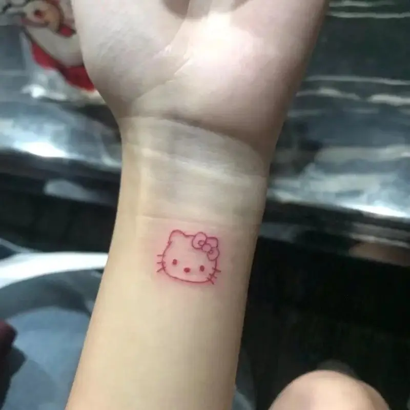 Hello Kitty Cute Finger Tattoo Stickers Anime Figure Kt Cat Y2K Girls Ins Finger Patch Cartoon Waterproof Durable Sticker Toy