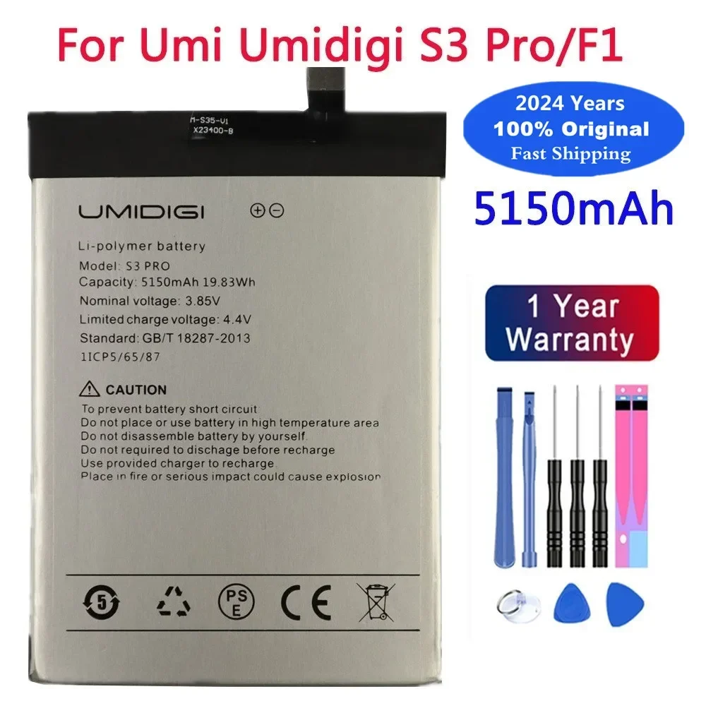 2024 Years 5150mAh Original Battery For UMI Umidigi F1 / F1 Play / S3 Pro S3Pro F1Play Mobile Phone Bateria Batteries