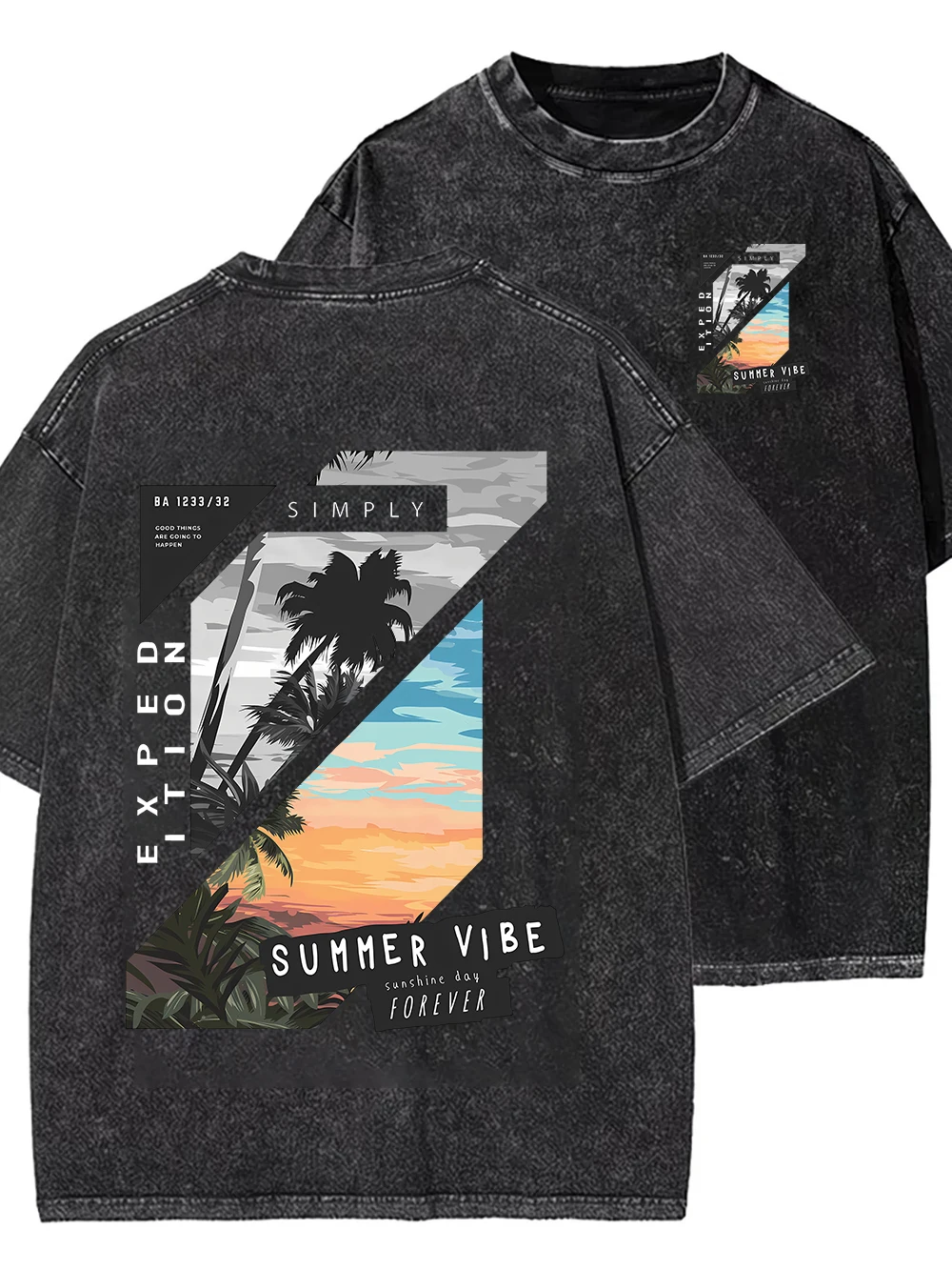 Vintage Washed Men's Summer Fashionable Casual Loose Solid Color Multi-color Optional Sports Round Neck Short Sleeved T-shirt