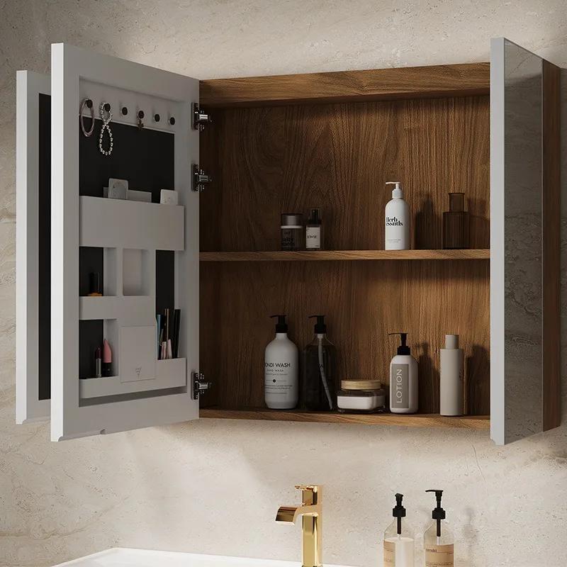 Walnut antique bathroom cabinet ceramic integrated basin toilet washstand smart mirror cabinet source factory
