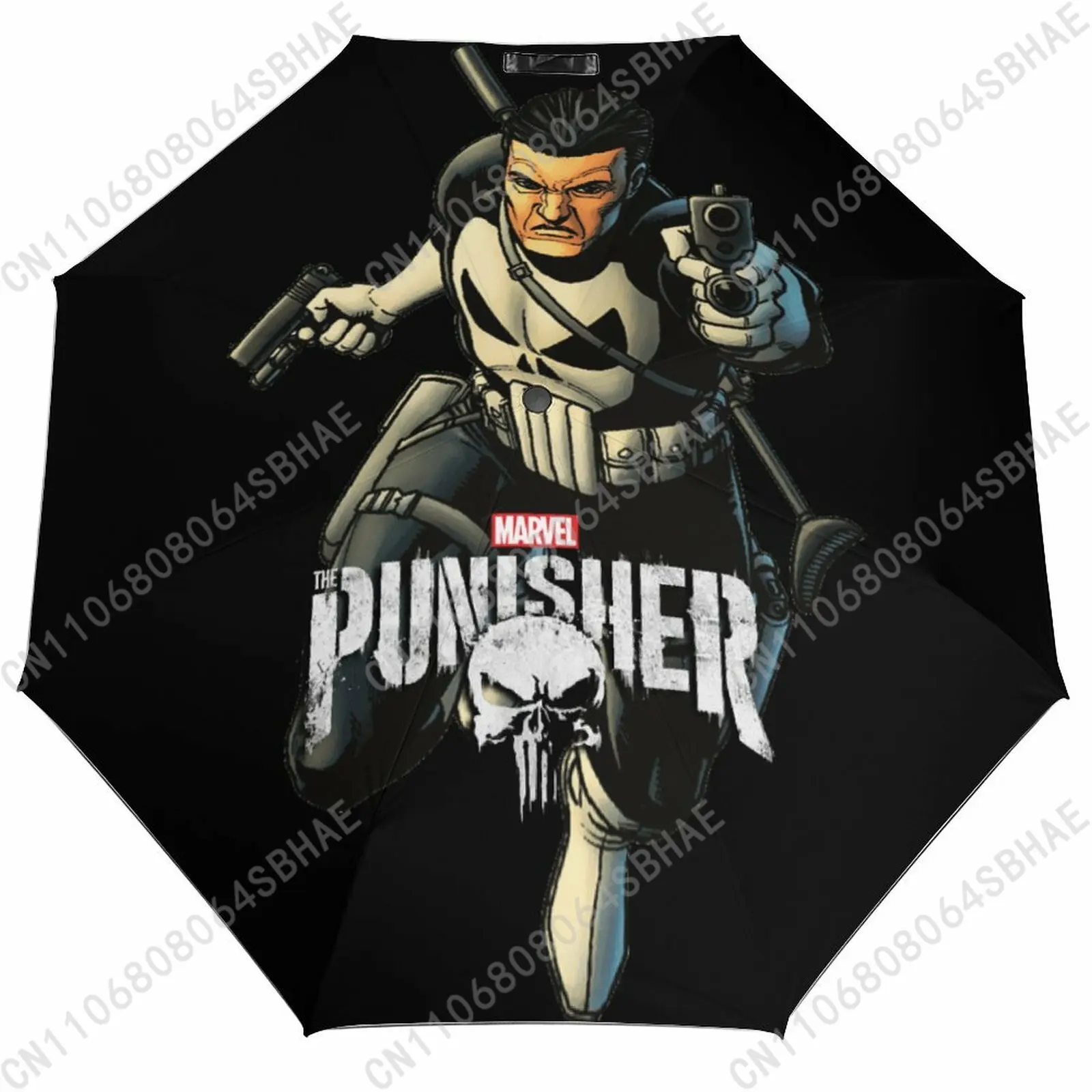

Автоматический складной зонт Marvel The Punisher с черным покрытием, зонт с одной кнопкой, в комплекте с чехлом, для косплея