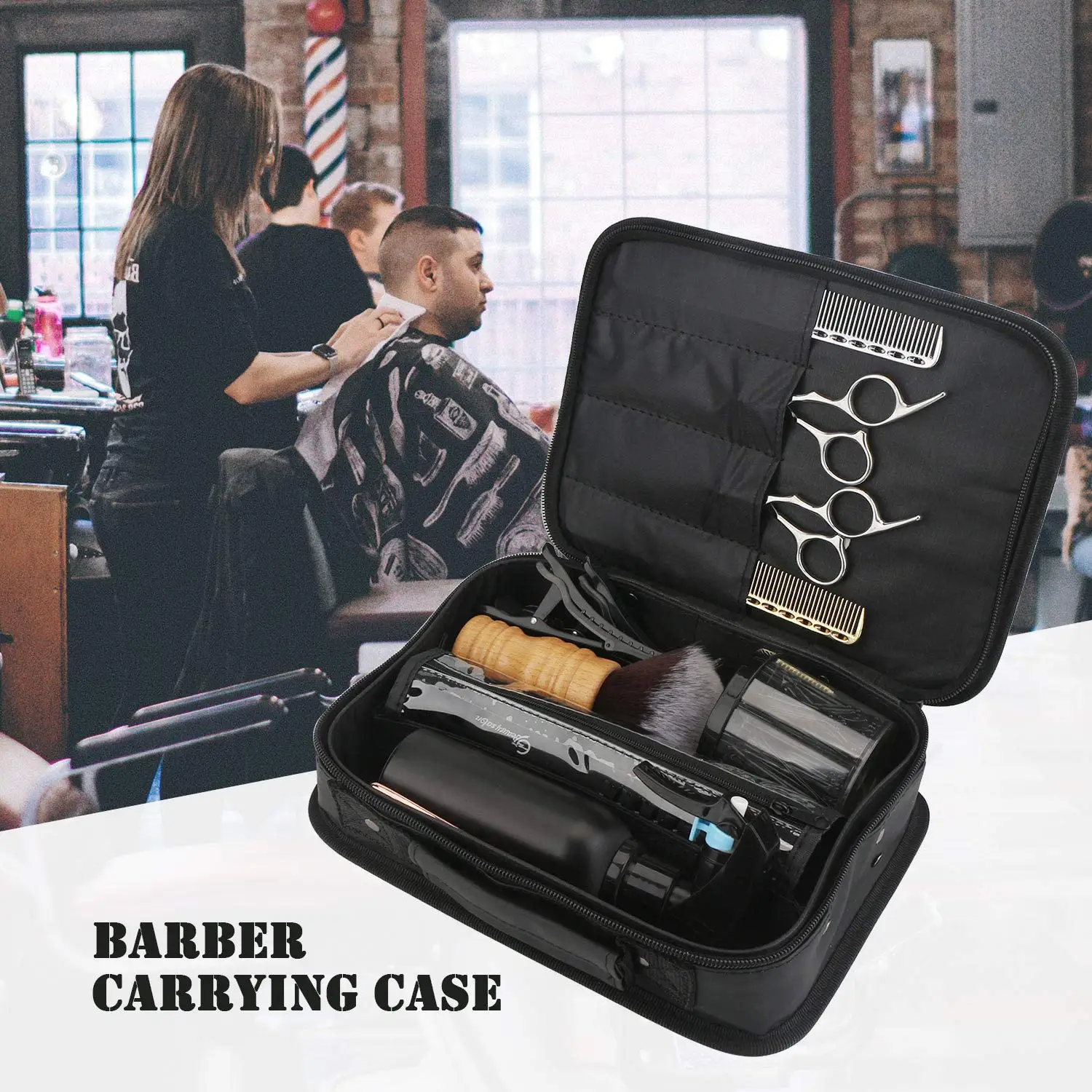 Barber Carrying Case Stylist Tool Storage Bag Hair Styling Accessories Organizer Portable Travel Cosmetics Beauty Supplies