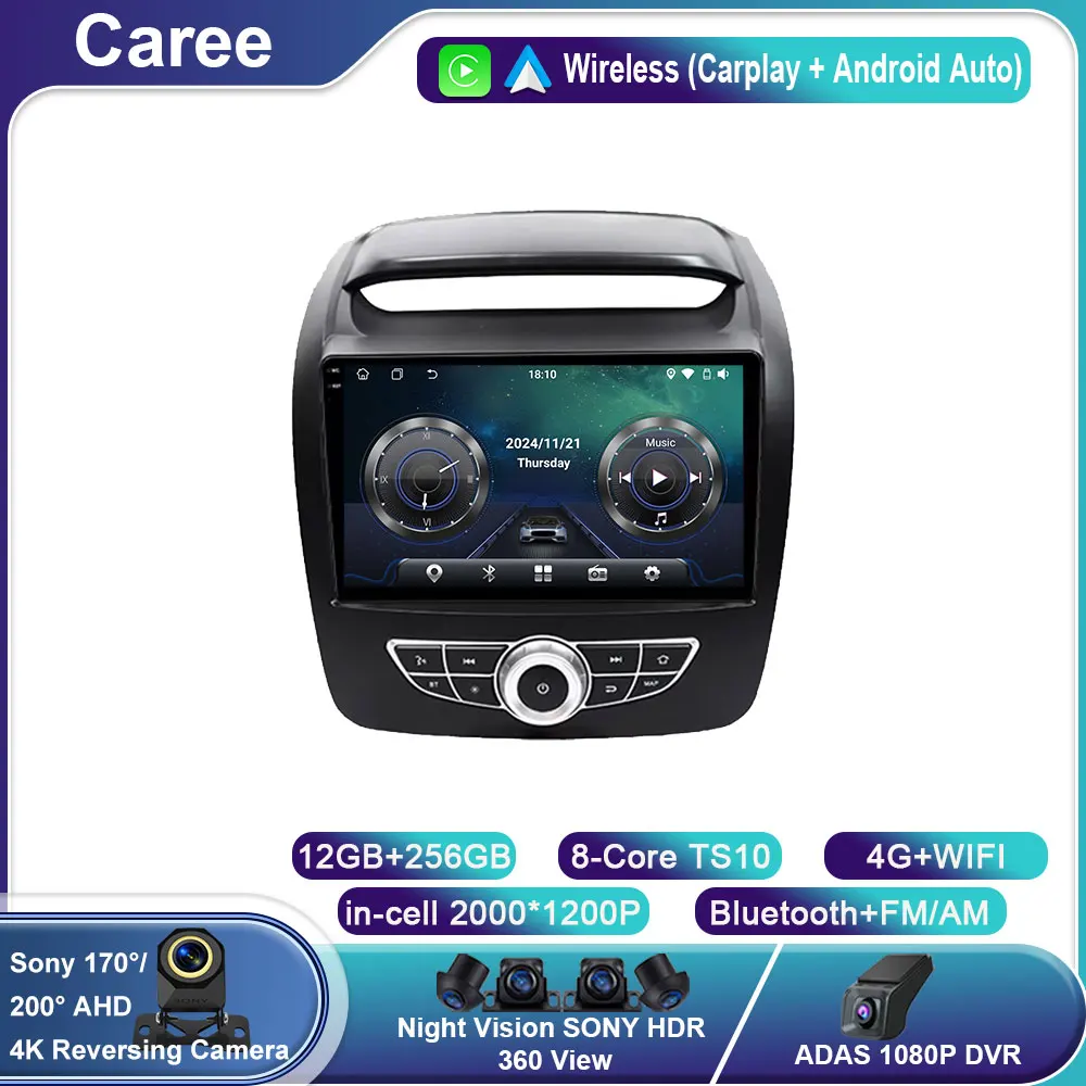 

Android 14 For Kia Sorento 2 II XM 2012 2013 2014 2015-2021 Car Radio Multimedia Video Player Navigation stereo GPS 4G NO 2 din