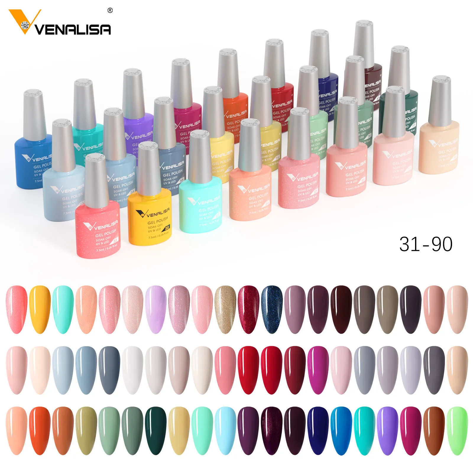 Lakier Hybrydowy do Paznokci VENALISA 7.5ml Bez HEMA/TPO Super Tekstura Ultra Błyszczący Długotrwały Top Gel Lakier Hybrydowy do Paznokci Semi Permanent