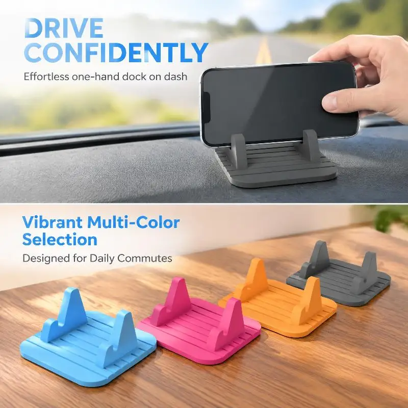 Silicone Car Mobile Phone Holder, Universal Compatibility-For All Smartphones & Tablets-Suitable For Car Dashboard & Windshield