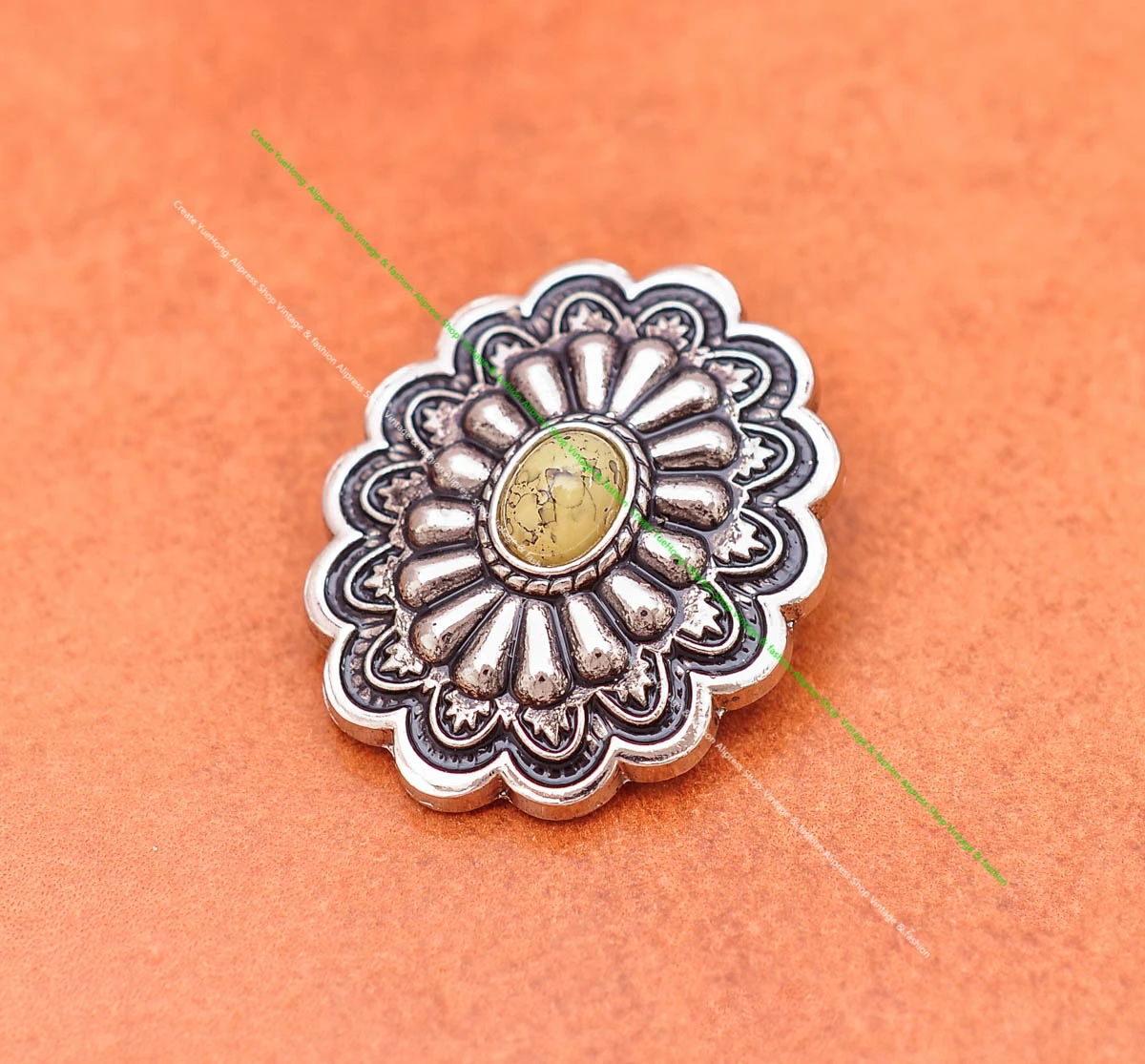 35*28MM Antik Silber Ethnische Indische Blumenkunst Himmelblau Türkis Concho Screwback Für Lederhandwerk Gürteltasche Hut Hardware – Detail 21