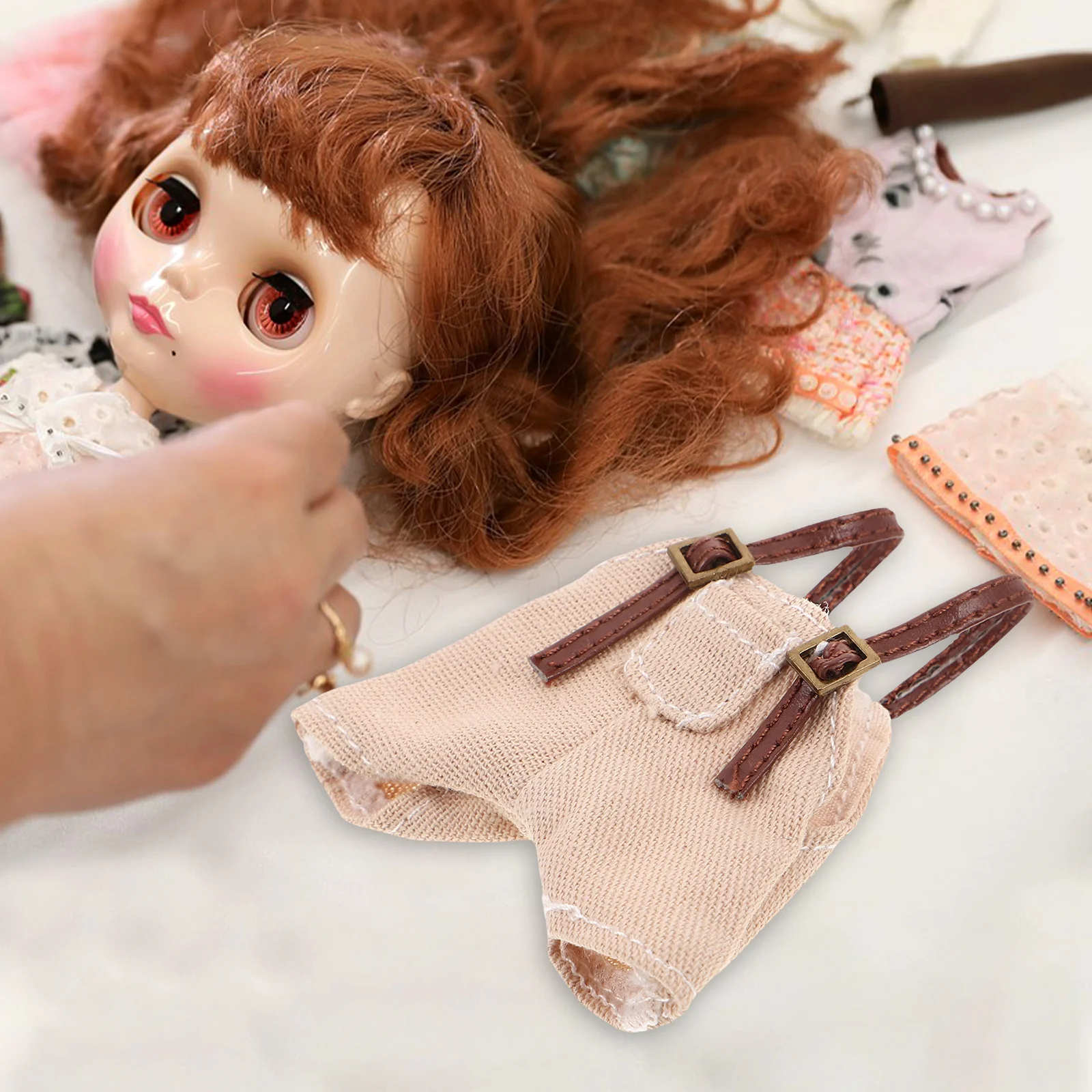 

Dress Up Clothes: Mini Denim Overall For Girls Soft Cotton Fabric Kids Clothing Gift For Lovers Stuffed Animal