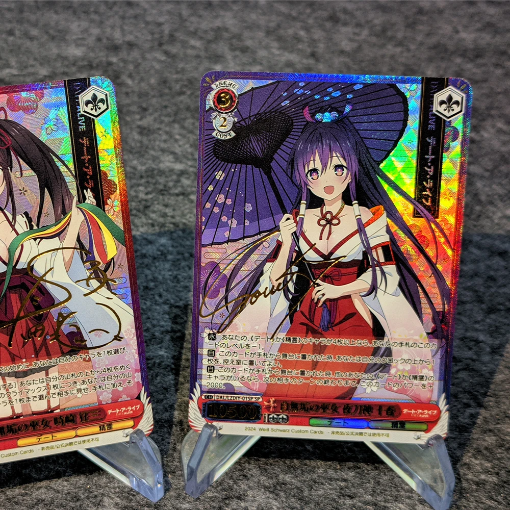 2Pcs/set WS Signature Card Date A Live Tokisaki Kurumi Yatogami Tohka Anime Collection Card Refractive Color Flash Gilding Gifts