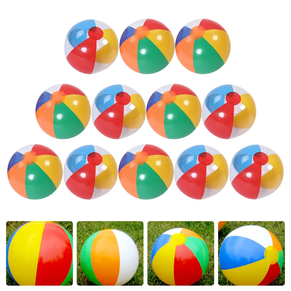 12 Stück aufblasbare Bälle für Kinder Außen pool spielen Ballspiel zeug für den Sommer kleine Strand bälle für Kinder (zufällige Farbe)