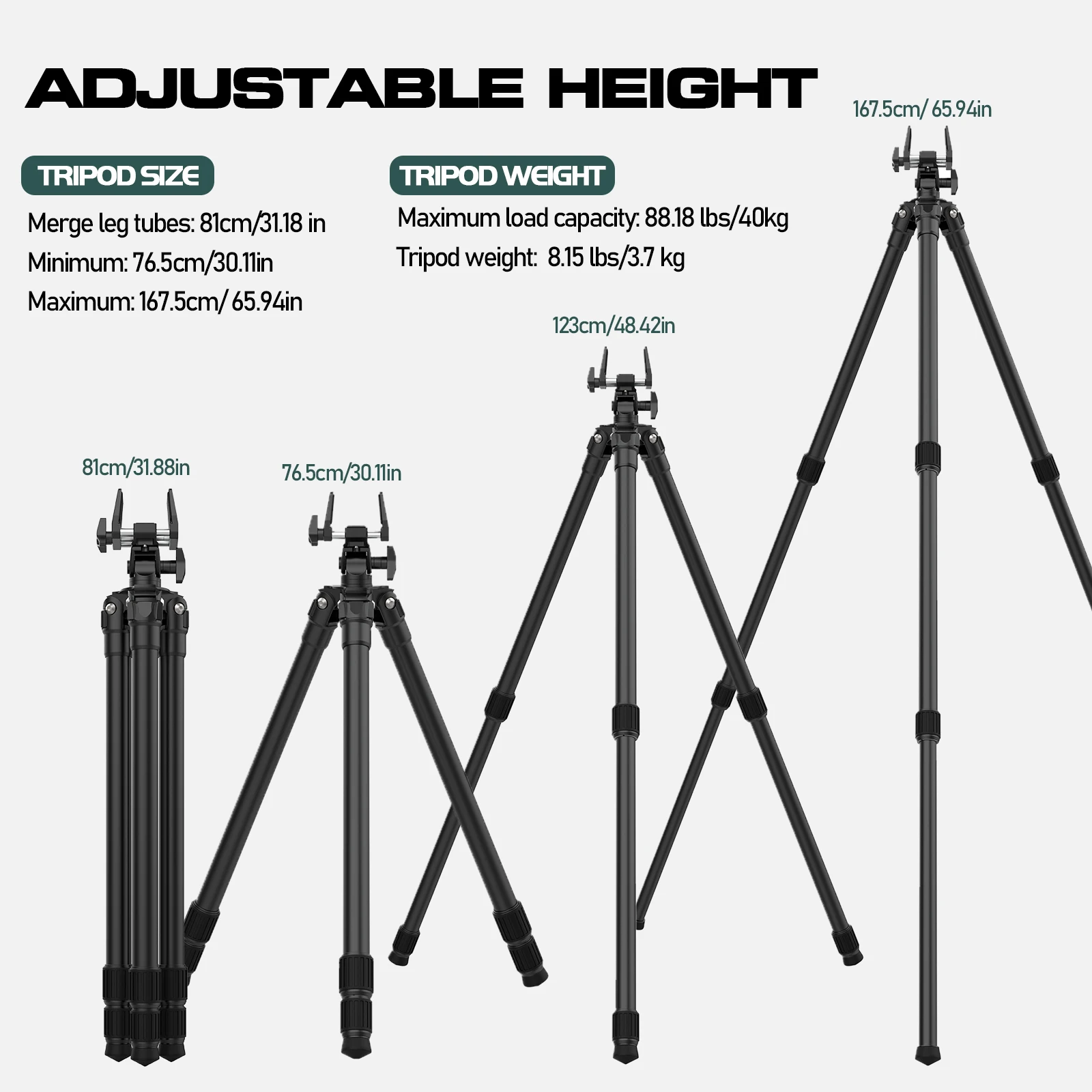 XAMOREST Tactical Hunting Tripod 36mm Legs, 40KG Heavy Duty Rifle Rest w/Clamp & Saddle Mount, Low Angle Shooting, 3-Yr Warranty