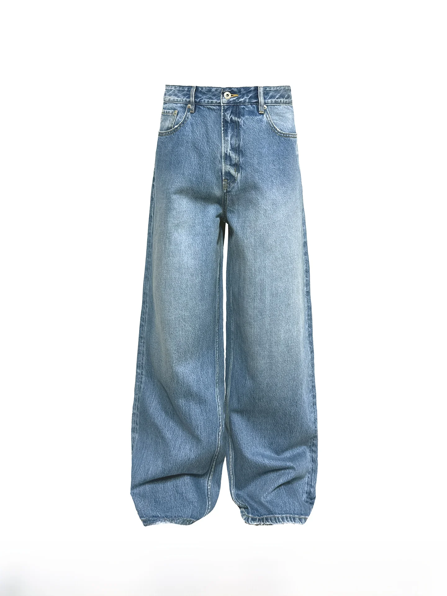 

Джинсы JCAESAR DENIMS: прямые, синие, из плотного денима, зауженные, с низкой посадкой, хлопковые, повседневные брюки для молодых мужчин, из выстиранного денима