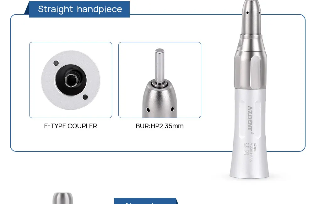 AZDENT Set Dental Hochgeschwindigkeits-Handstück LED Integrierter E-Generator Niedriggeschwindigkeits-Kit 2/4 Löcher Druckknopf Keramiklager Luftscaler – Detail 14