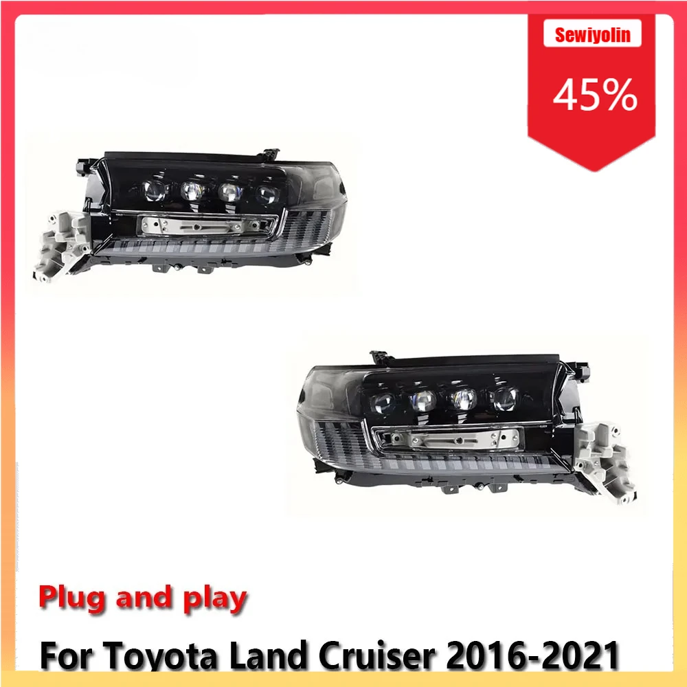 

Автомобильные светодиодные фары, автомобильные детали для Toyota Land Cruiser 2016-2021Fog DRL, стоп-сигнал поворота, лампа Plug and Play