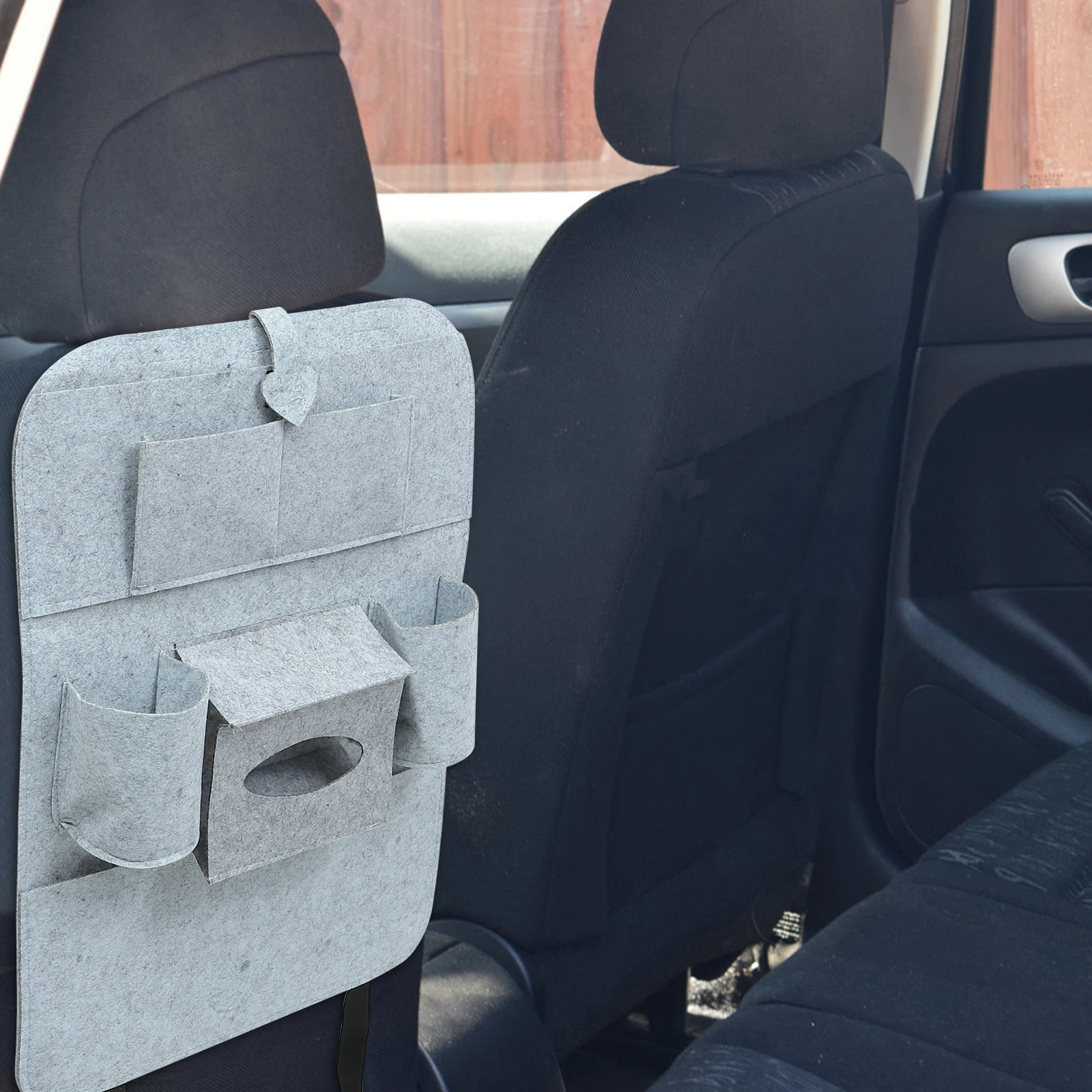 

2pcs Car Storage Bag Back Seat Organizer Felt Hanging Garbage Can Easy Clean Car Seat Pocket Storage Space Saver