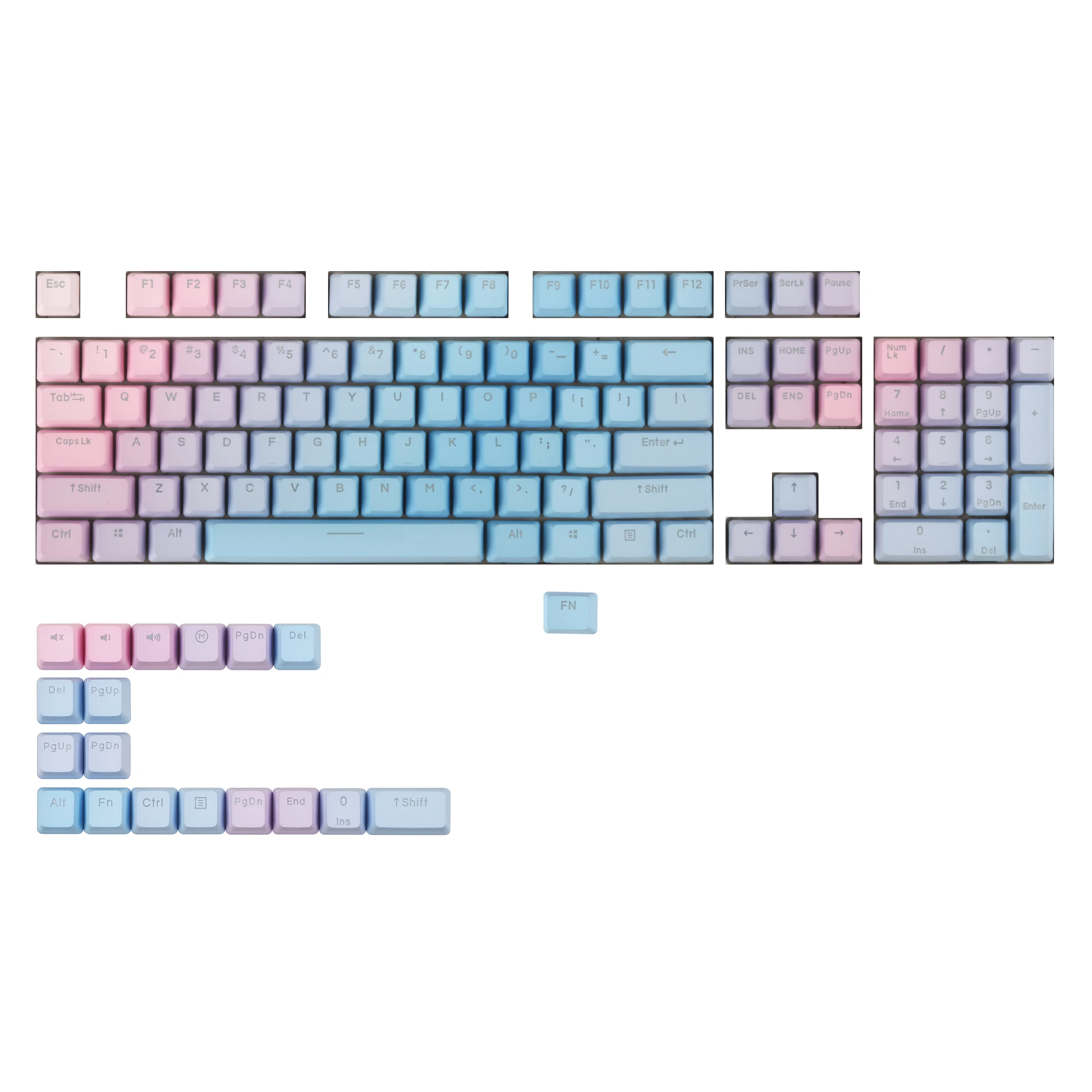 【Skyline】Blue Enchantress Keycaps Set  Side Print Backlit 122 key shine through legends PBT oem profile for Mechanical Keycaps