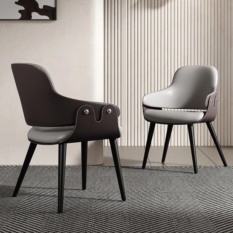 

Luxury High Back Leather Armchair For Hotels Modern Style Dining Chair For Restaurants Bedroom Living Room Villas