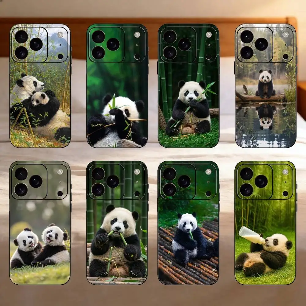 

Cute Animal Panda Phone Case Silicone black Soft For IPhone 17,16,15,14,13,12,11,SE,Plus Pro Max
