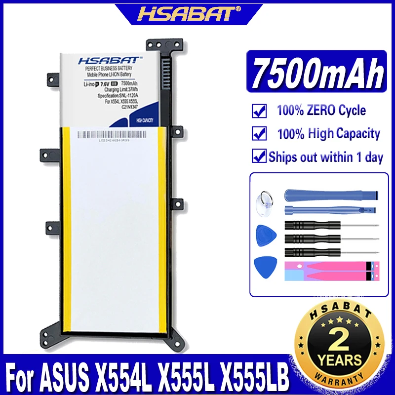 HSABAT C21N1347 7500mAh Battery for ASUS X554L X555L X555LB X555LN X555 X555LD X555LP F555A F555U W519L F555UA VM Batteries