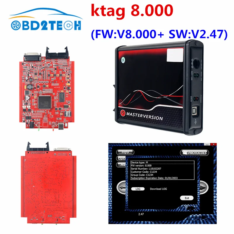 1:1 Original Online Server EU ktag 8.000  V2.47  Support 433 Protocols K-TAG V8.000 Tricore Function OBD2 Tool