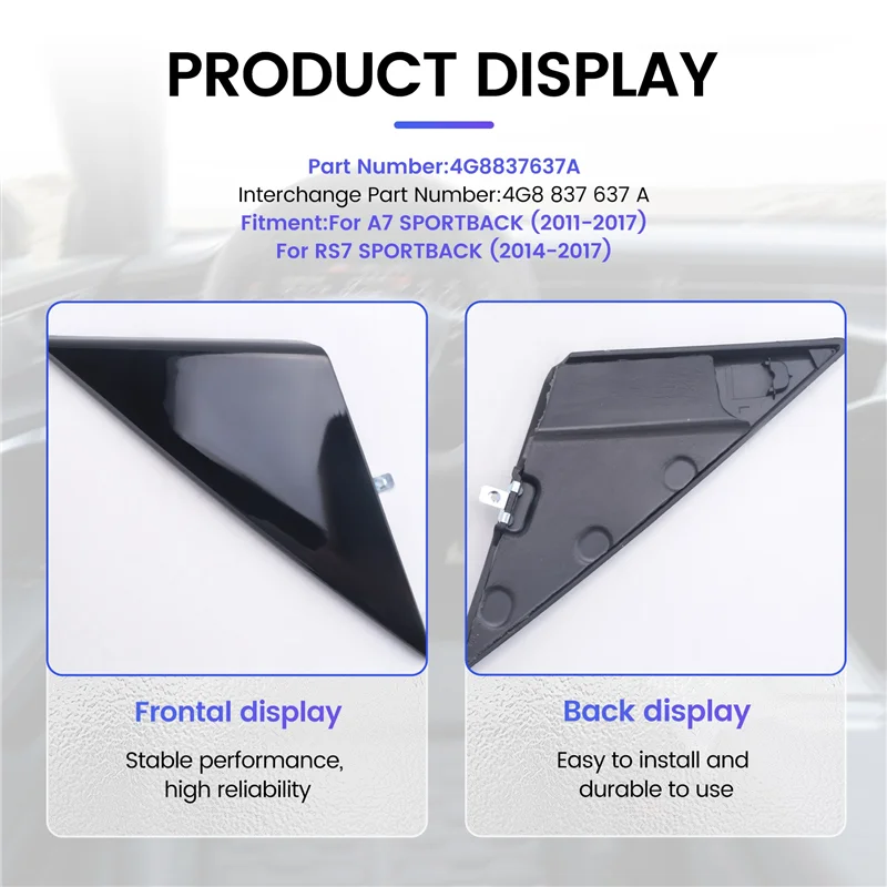 BB 1 PCS Front Door Mirror Corner Trim Cover Black Plastic For  A7 RS7 Sportback 2011-2017 Rearview Mirror Triangle Panel