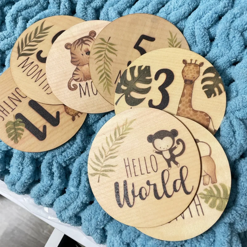 7 قطعة الدعائم التصوير الوليد خشبية معلم شهري بطاقة استحمام الطفل هدية للبنين بنات بطاقات إعلان نمو الحمل #2