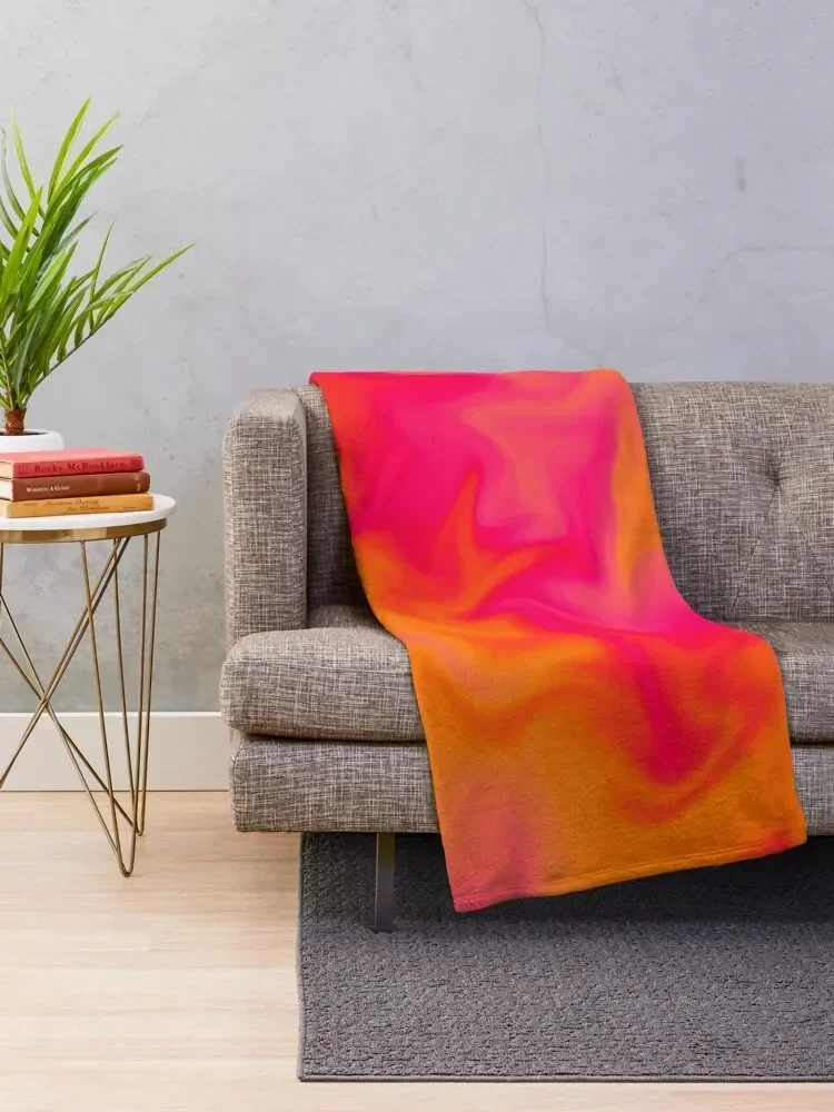 Pink, Orange, and Red Marble Fusion Design Throw Blanket decorative Large Blankets