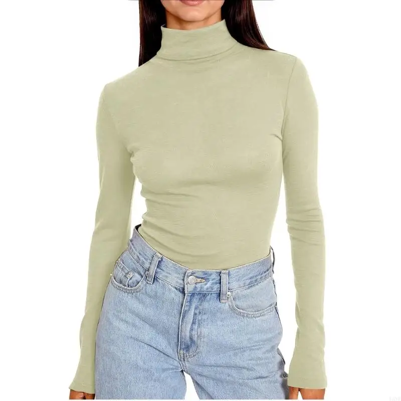 

Y3NE Fashionable women's high-neck long-sleeved basic warm top