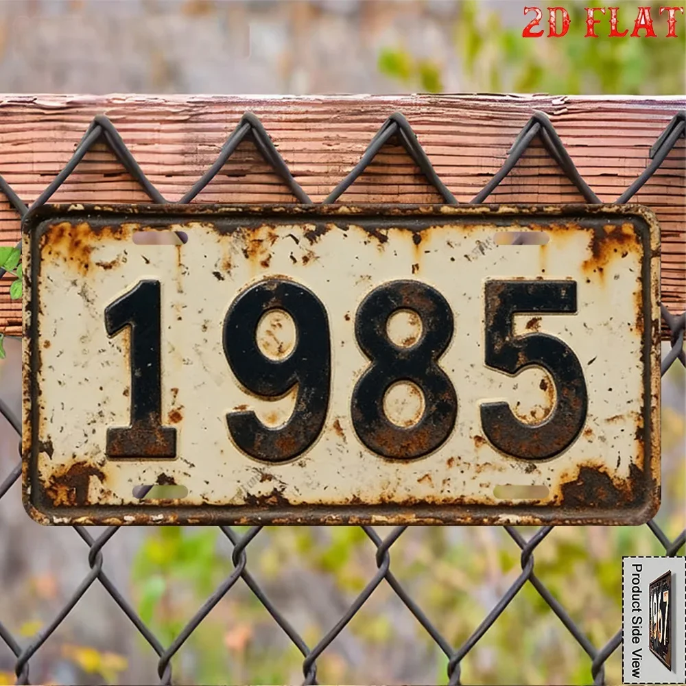 2D Flat, 1pc Vintage 1985 Retro Metal Wall Sign - Aluminum 29.97cm x 14.99cm (1pc) Classic 1985 Year Decoration with Pre-Drilled