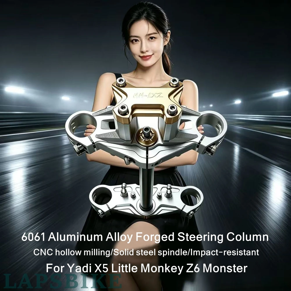 Motorcycle Steering Stem Assembly Upper Lower Triple Tree Clamp And Riser Adaptor Bar Mount For Little Monkey M3 M5 Z6 Yadea X5