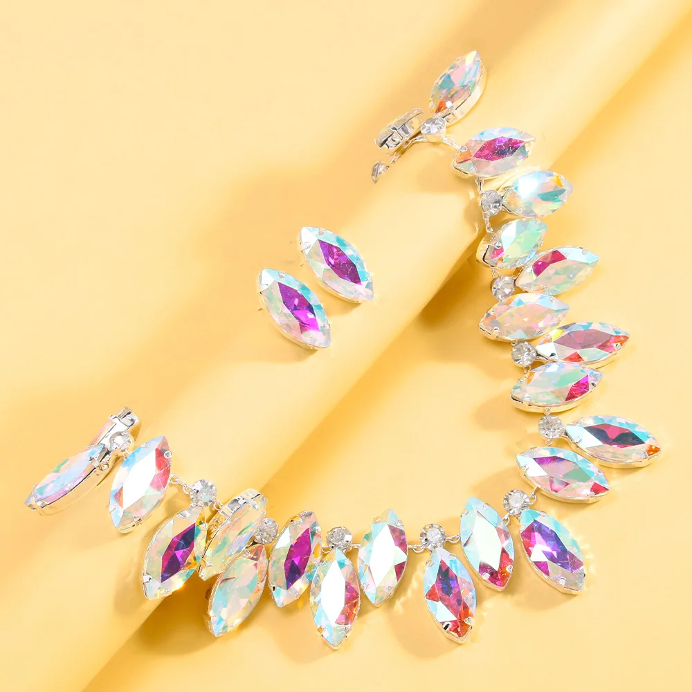 Stonefans Water Drop AB Color Wedding Set 2024 Decoratons Accessories Necklace and Earrings Deluxe 3 Pieces Dubai Women\'s Gifts