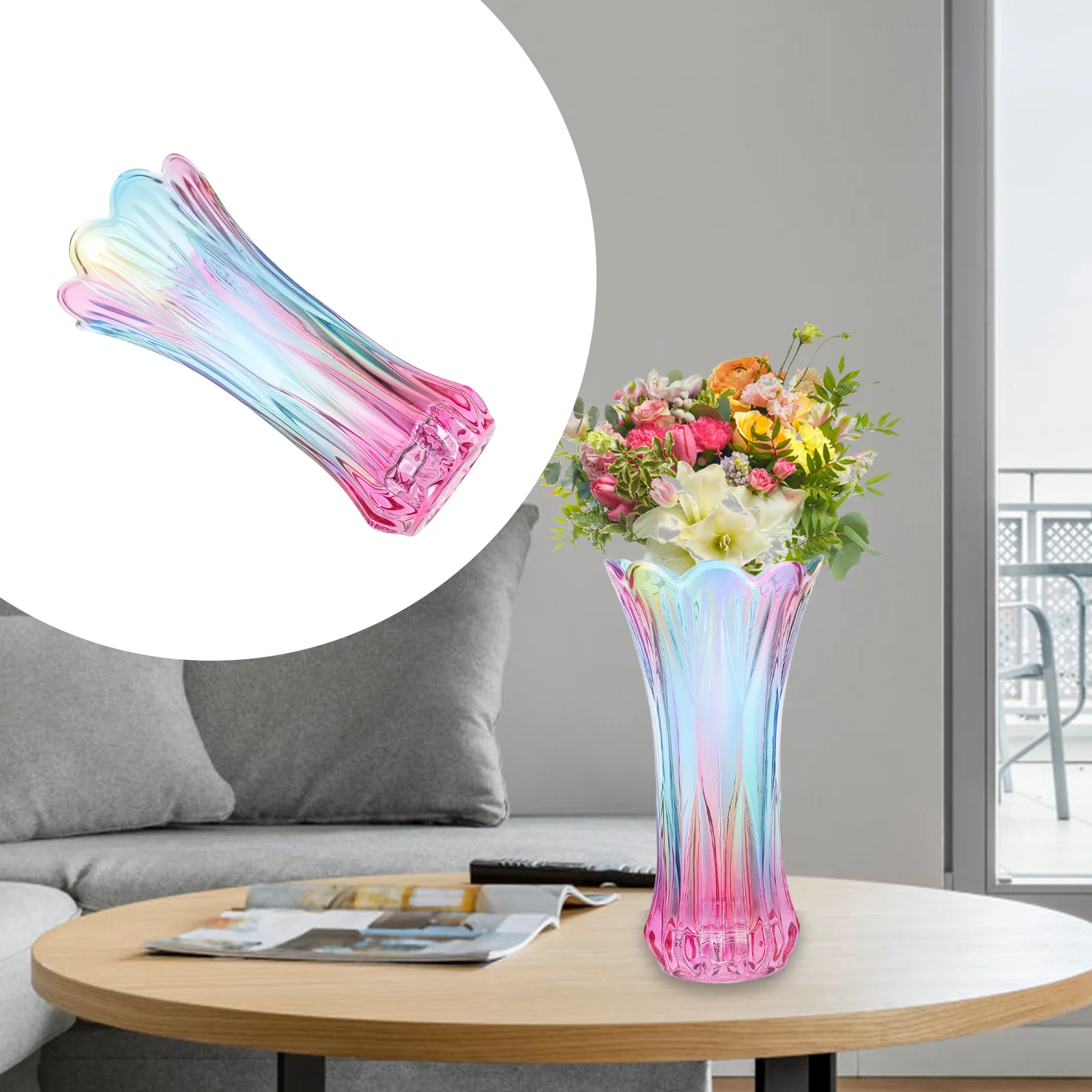 

Crystal Glass Vase Thickened Design Elegant Flower Display for Home Office Decor Modern Colored Vases for Flowers