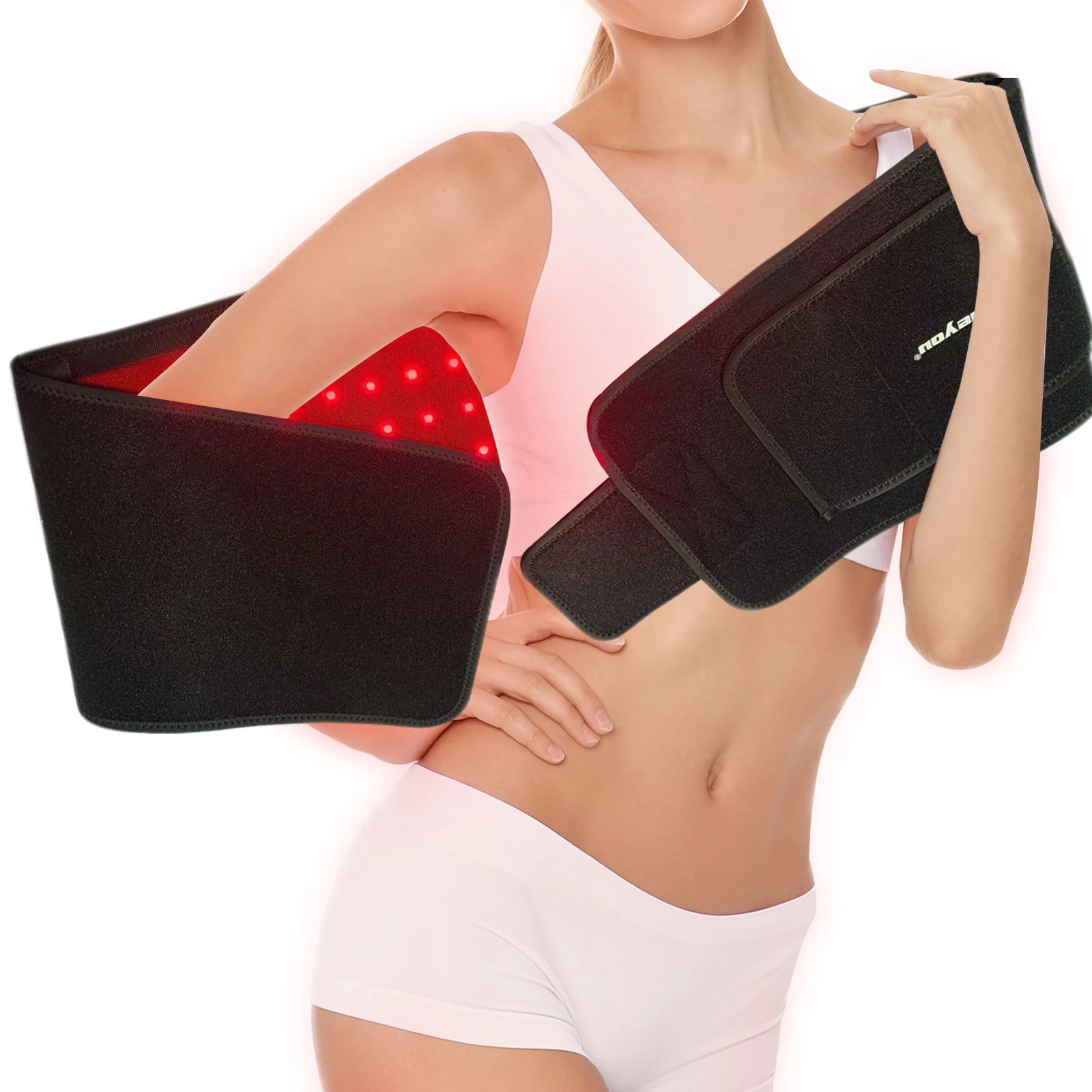 Red Light Therapy Belt, Vibrating Infrared & Red Light Therapy for Body, Physical Therapy Belt for Knee, Waist, Elbow and Should