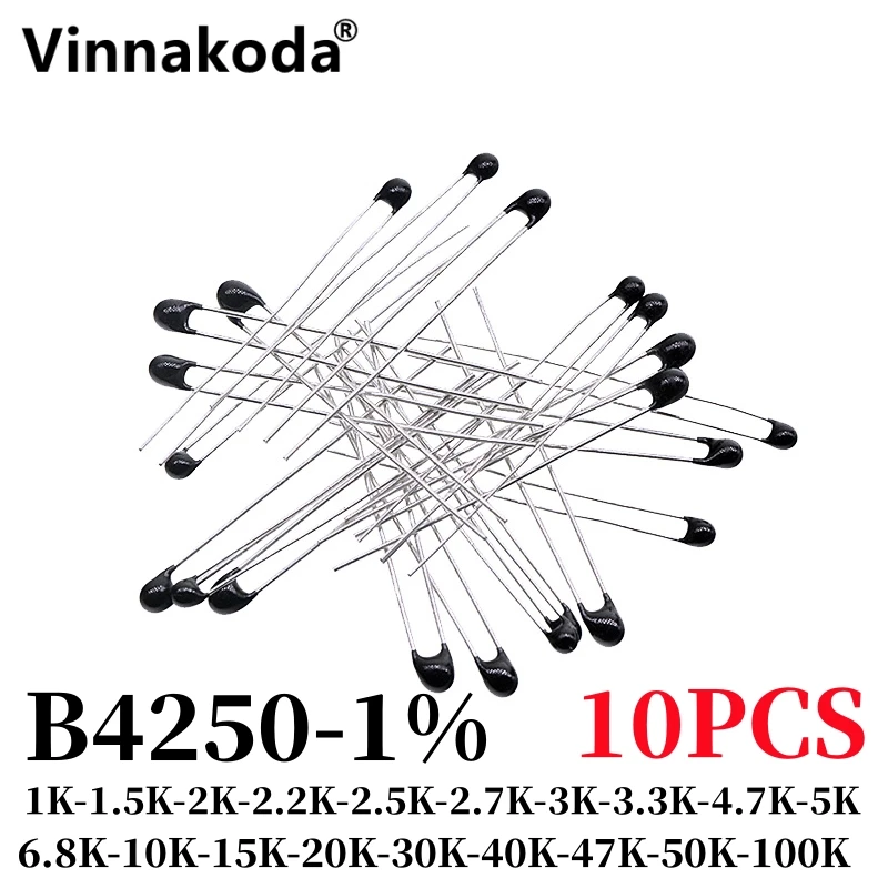 10PCS Termistor NTC Rezystor termiczny MF52 NTC-MF52AT 1K 1.5K 2K 2.2K 2.5K 2.7K 3K 3.3K 5K 10K 15K 20K 40K 50K 100K B4250 1%