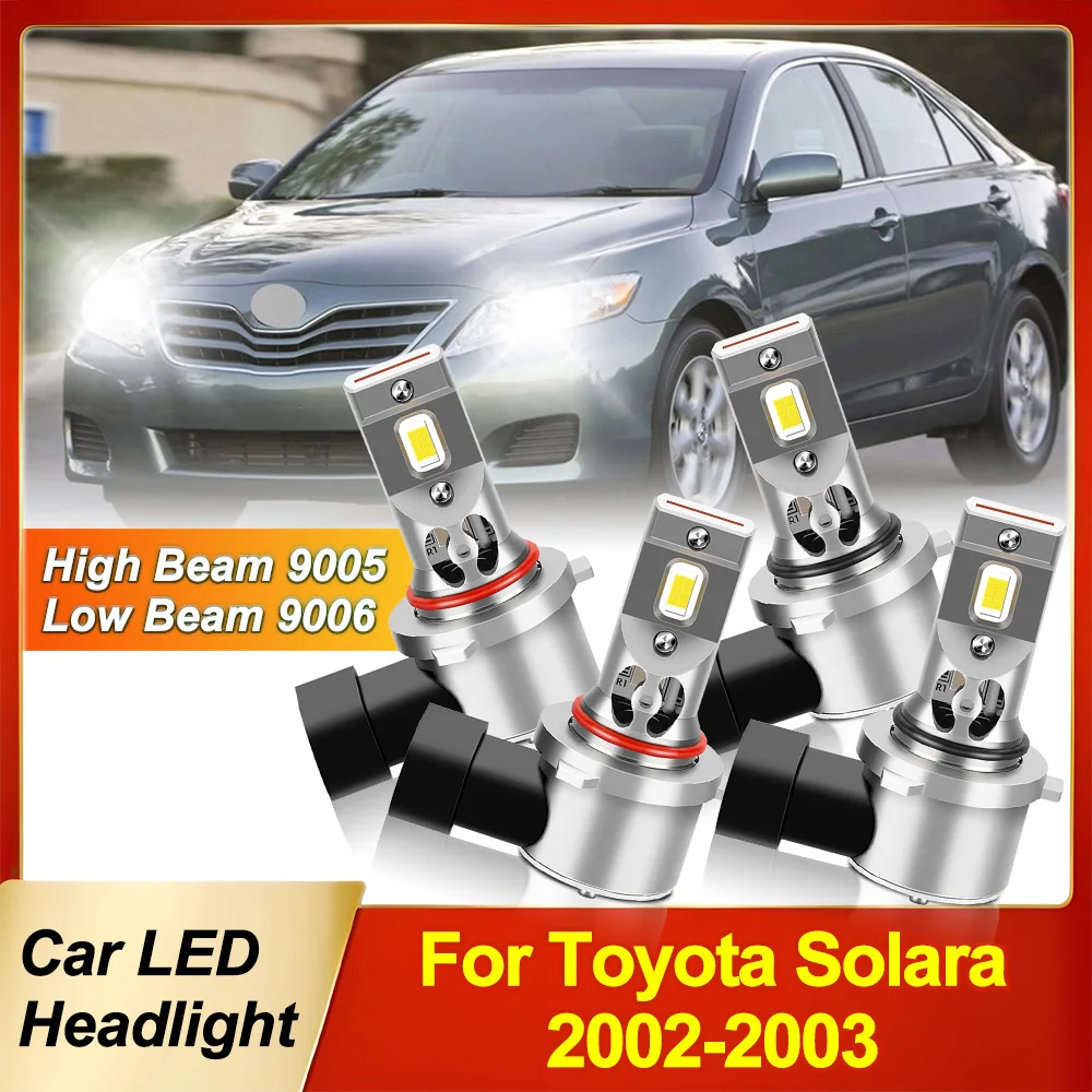 

2/4Pcs 50000LM LED Canbus Car Headlight Bulbs 9005 HB3 9006 HB4 Kit 6000K Auto Lamp With Cooling Fan For Toyota Solara 2002-2003