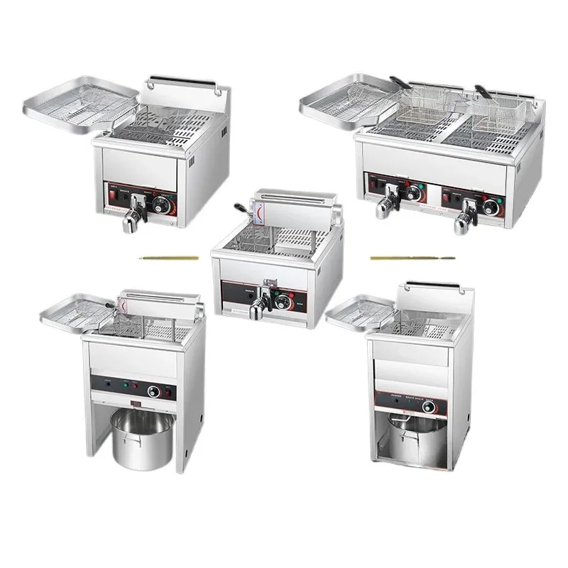 Chicken Burger Chips Commercial Electric Deep Fryer KFC Style Stainless Steel Pressure Fryer Side Oil Filter Food Frying Ma