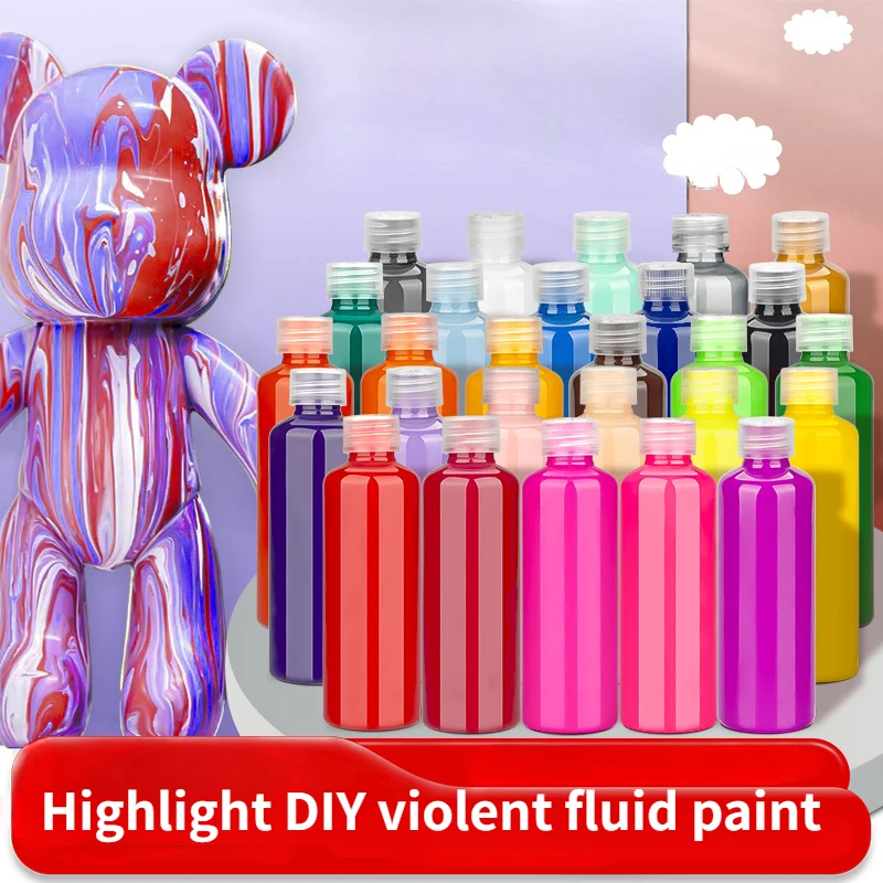 

High Gloss Violent Fluid Bear Pigment 100ml Creative DIY Graffiti Wall Painting Fluid Acrylic Pigment 24 Colors Optional