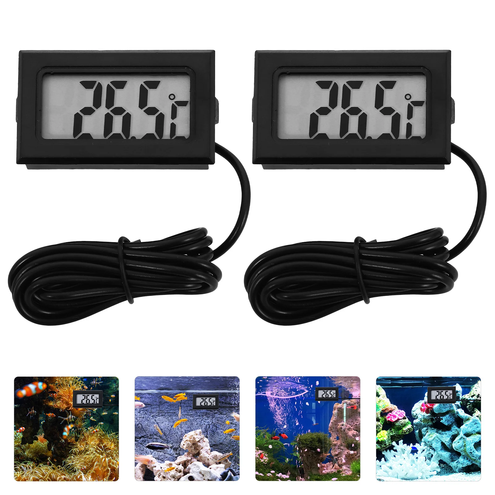 

2Pcs Digital Indoor Temperature Gauge Small Mini Thermometer for Home Refrigerator Fish Tank Accurate Measuring Device