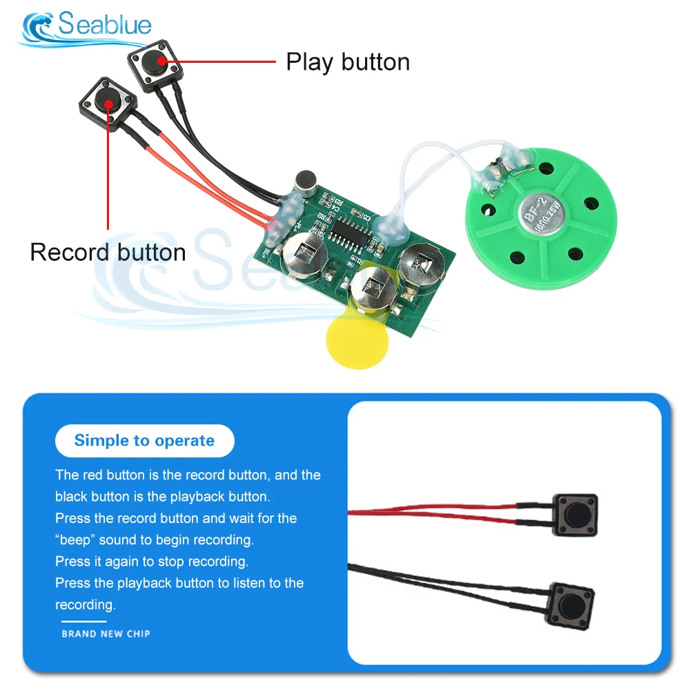 لتقوم بها بنفسك وحدة صوت قابلة للتسجيل 120/240 ثانية رقاقة تسجيل الصوت بنقرة واحدة تسجيل وتشغيل لبطاقات المعايدة اللعب الهدايا