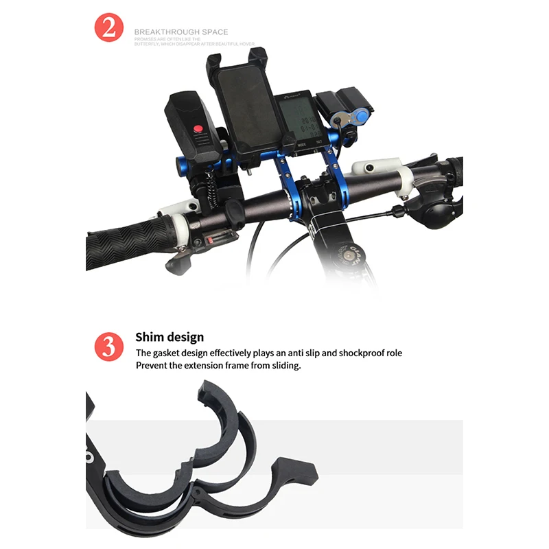 Bicycle Handlebar Alloy Carbon Fiber Extended Bracket Bike Headlight Mount Bar Computer Holder MTB Road Bike Support