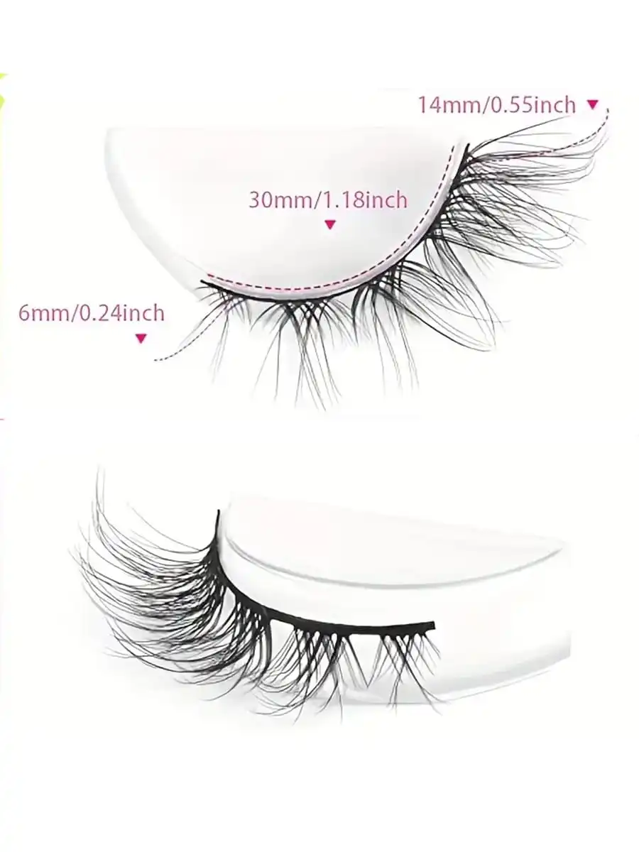 7 ペアナチュラルルックまつげクラスター、スレンダー漫画まつげエクステンションふわふわストリップキャットアイまつげパック、アニメ韓国