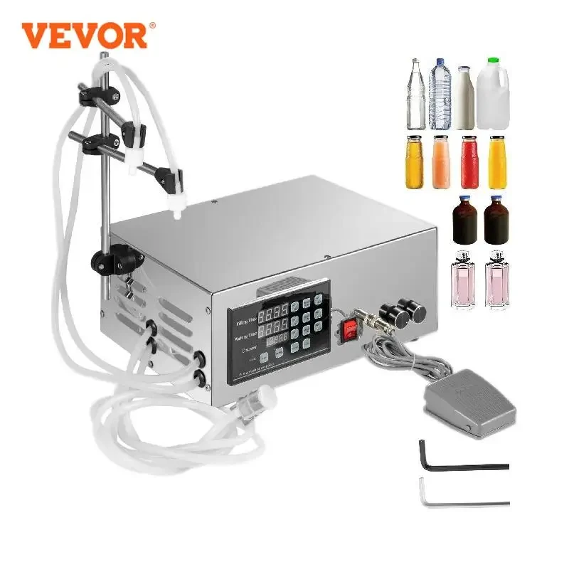 VEVOR 5-3500ML Pneumatic Liquid Filling Machine with Double Nozzles Commercial Automatic Bottle Filler Digital Control for Oil