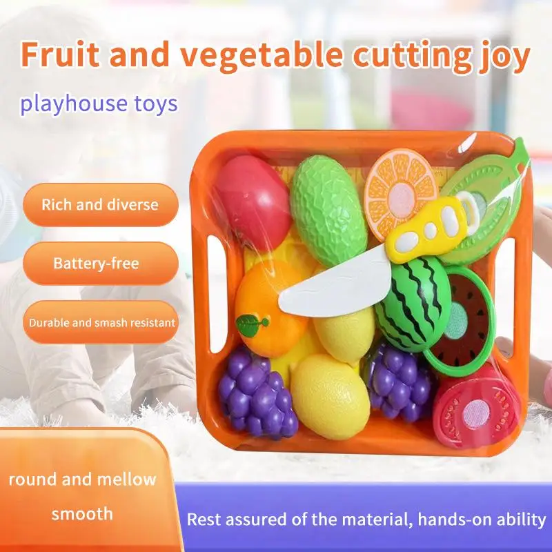 Pretend Fruit Vegetable Cutting Toy Set Smooth Edge Food Play Kit for Toddlers Parent-child Interactive Playtime Learning