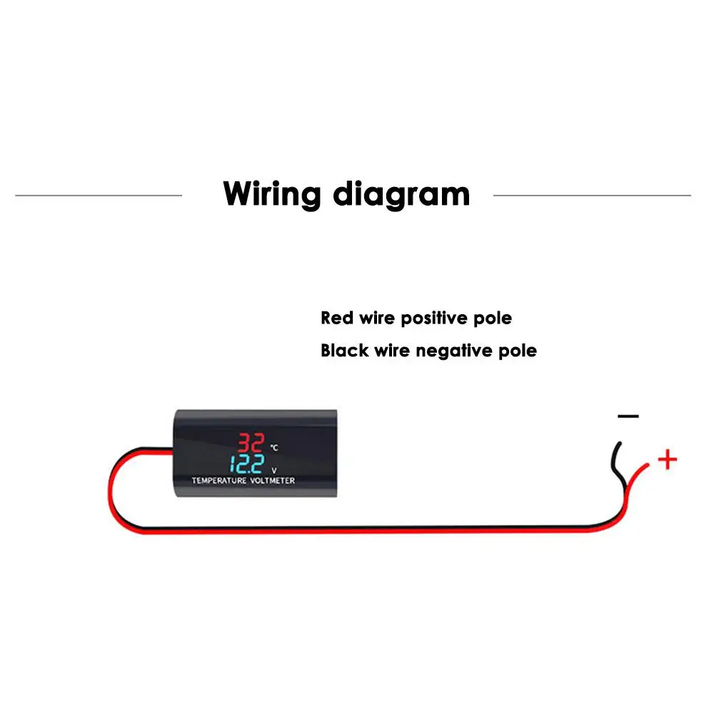 8-18V Car Temperature Voltmeter Auto Voltage Meter Display Digital Measurement for Car Motorcycle Boat Thermometer