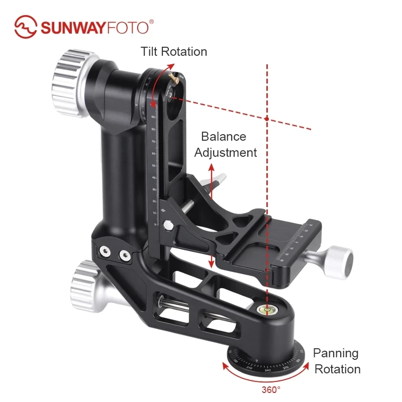 SUNWAYFOTO GH-02 Gimbal Head Aluminum Heavy Duty Pan Tilt Head for Telephoto Lens Camera Tripod Bird Photography GH2 Benro