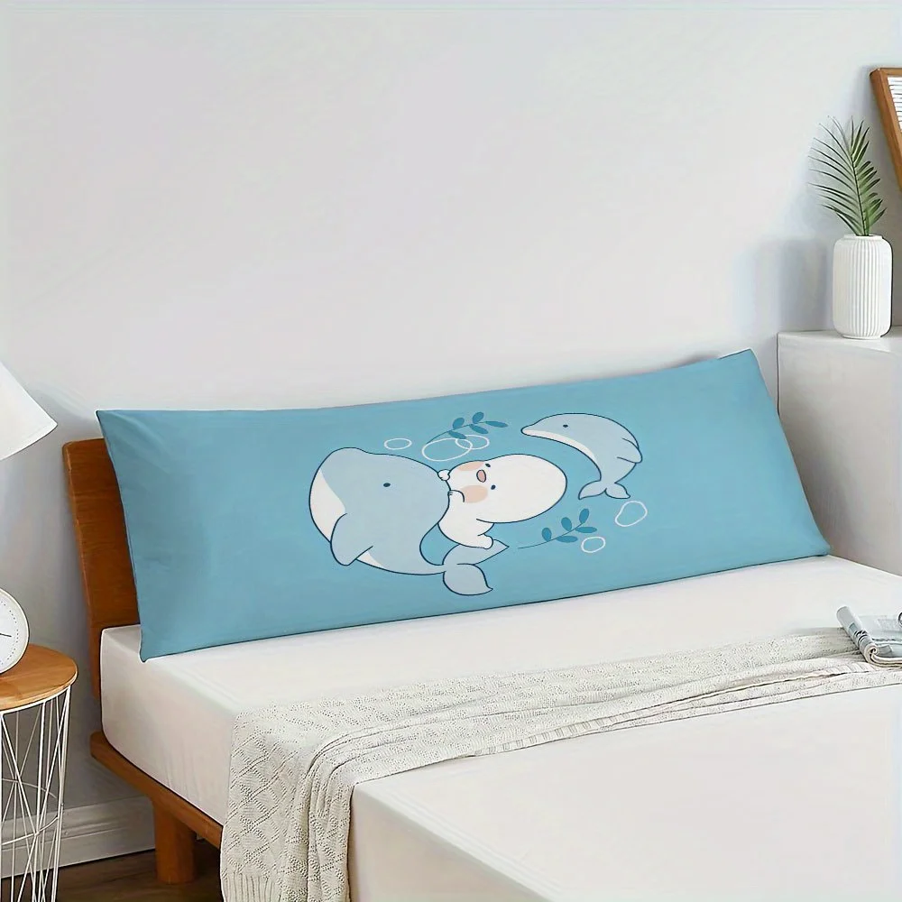 2D Flat Printing Ultra-Soft Ocean Animal Body Pillowcase, 50.8X137.16 cm, Double-Sided Printing, Breathable And Comfortable, Sui