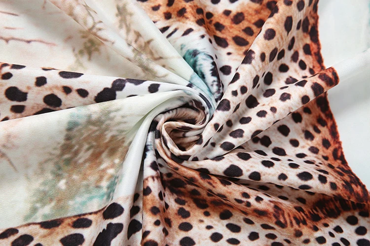 Weird Puss Buntes Kleid mit Leopardenmuster für Damen, sexy, tiefer V-Ausschnitt, rückenfrei, Patchwork, Puffärmel, heiß, für Urlaub, Party, Club, figurbetont – Detail 11