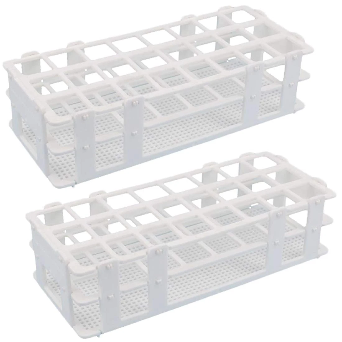 

2Pcs Plastic Test Tube Rack 24 Holes Lab Test Tube Rack Holder for 25mm Test Tubes, Detachable, White