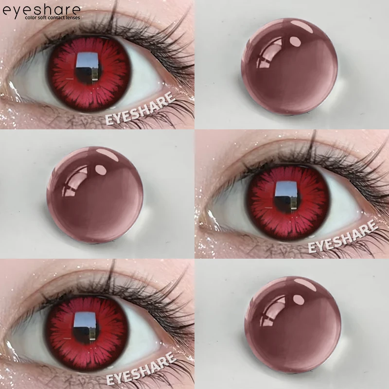 AMARA 1 Paar rote Cosplay-Kontaktlinsen für Augen, Cosplay, rosa Linsen, Make-up, Cosplay, modische Linsen für Frauen, Colorcon