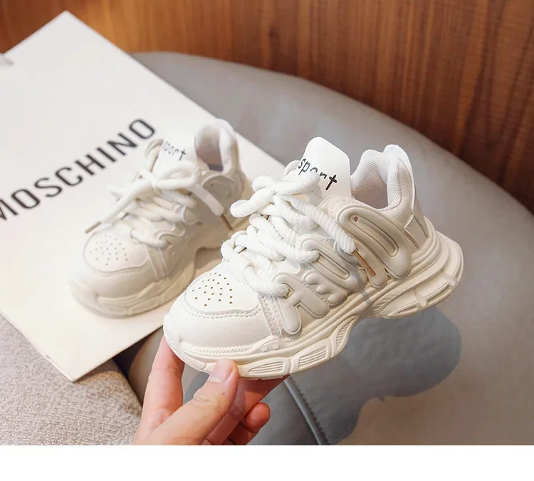 Frühling Herbst Jungen Mädchen Einfarbige Dad-Schuhe Kinder Dickbesohlte Atmungsaktive Weiche Rutschfeste Laufschuhe Kinder Campus Freizeitschuhe – Detail 11