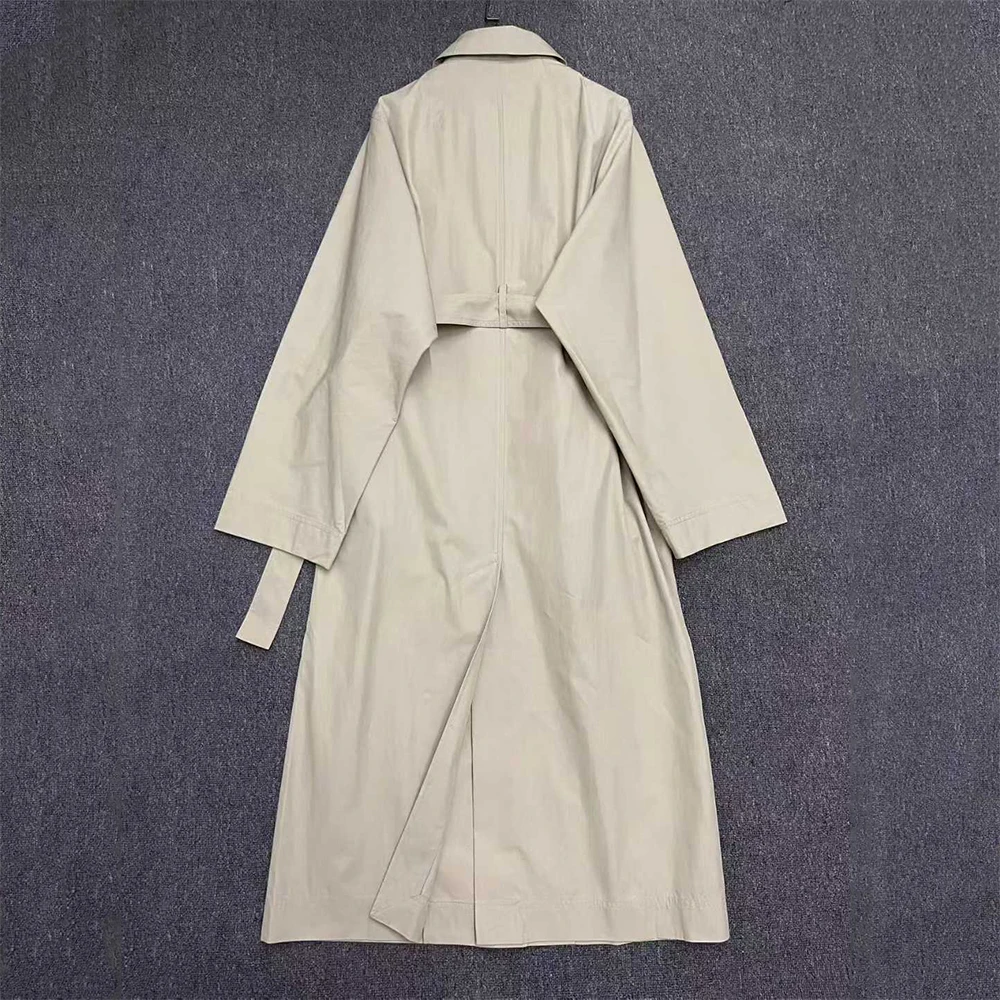 Silk-Cotton Blend Waist-Defining Women's Trench Coat Stylish Commuter Long-Sleeve Collared Casual Long Jacket Spring 2026 New